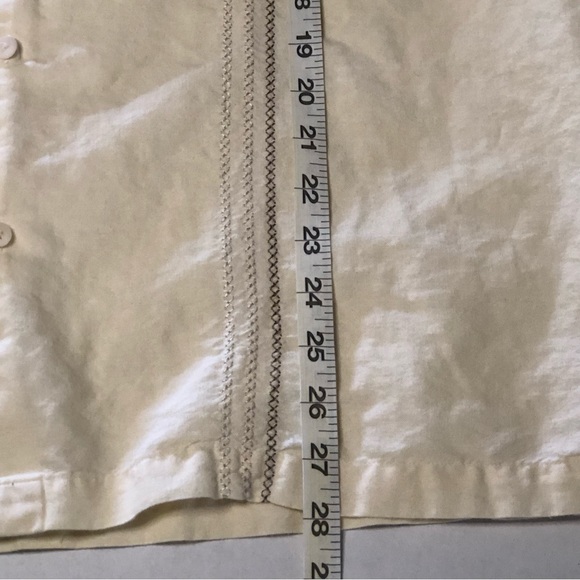 Cubavera Cream Button Down Embroidered Men’s Large Short Sleeve Shirt - Picture 8 of 10
